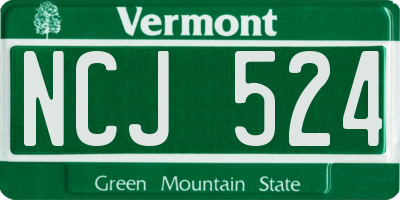 VT license plate NCJ524