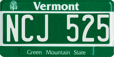 VT license plate NCJ525