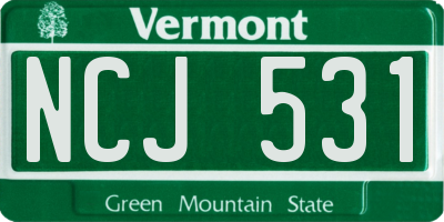 VT license plate NCJ531