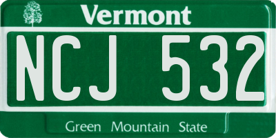 VT license plate NCJ532