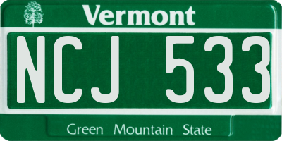 VT license plate NCJ533