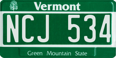 VT license plate NCJ534