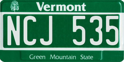 VT license plate NCJ535