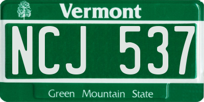 VT license plate NCJ537