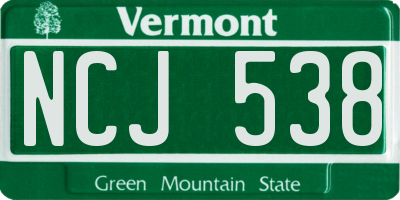 VT license plate NCJ538
