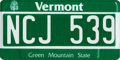 VT license plate NCJ539