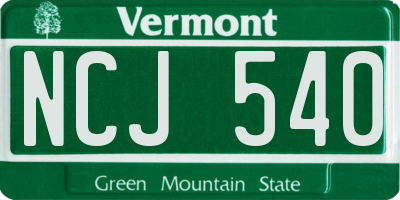 VT license plate NCJ540