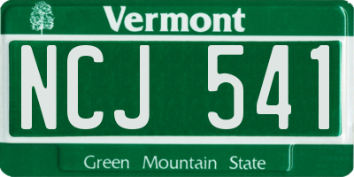 VT license plate NCJ541