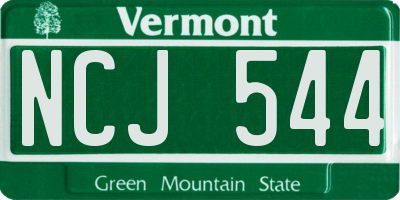 VT license plate NCJ544