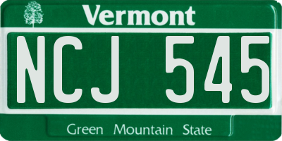VT license plate NCJ545