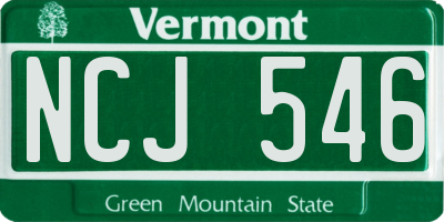 VT license plate NCJ546