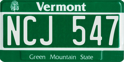 VT license plate NCJ547