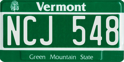 VT license plate NCJ548