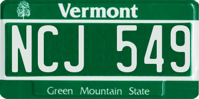 VT license plate NCJ549