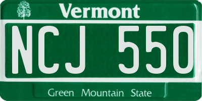 VT license plate NCJ550