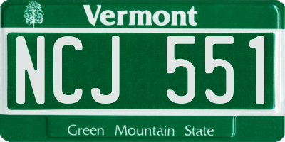 VT license plate NCJ551