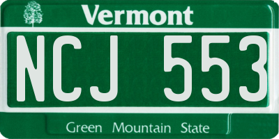 VT license plate NCJ553
