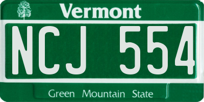 VT license plate NCJ554