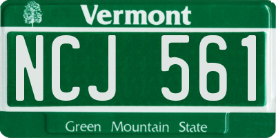 VT license plate NCJ561