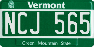 VT license plate NCJ565