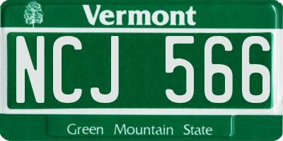 VT license plate NCJ566