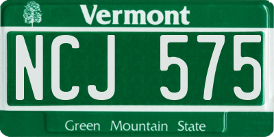 VT license plate NCJ575