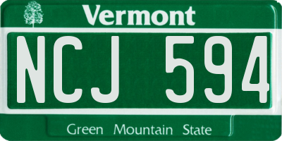 VT license plate NCJ594
