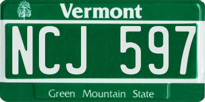 VT license plate NCJ597