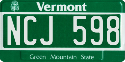 VT license plate NCJ598