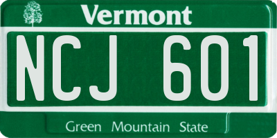 VT license plate NCJ601