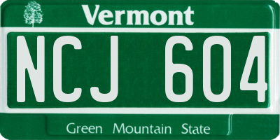 VT license plate NCJ604