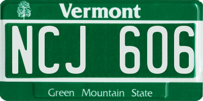 VT license plate NCJ606