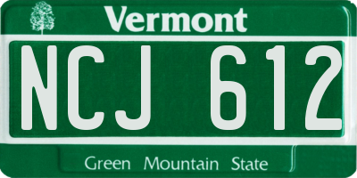 VT license plate NCJ612