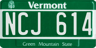 VT license plate NCJ614
