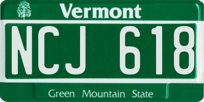 VT license plate NCJ618