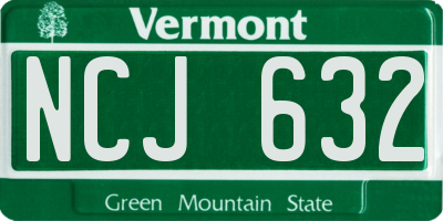 VT license plate NCJ632