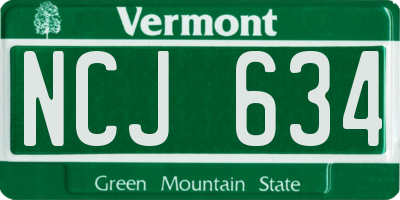 VT license plate NCJ634