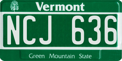 VT license plate NCJ636