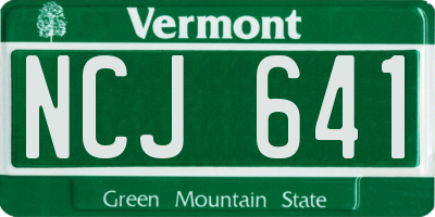 VT license plate NCJ641