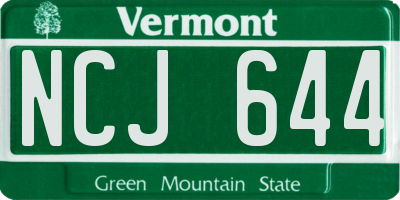 VT license plate NCJ644