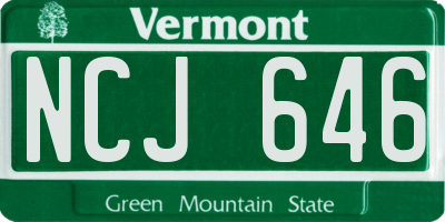 VT license plate NCJ646