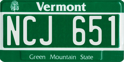 VT license plate NCJ651