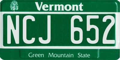 VT license plate NCJ652
