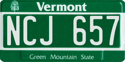 VT license plate NCJ657