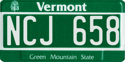 VT license plate NCJ658