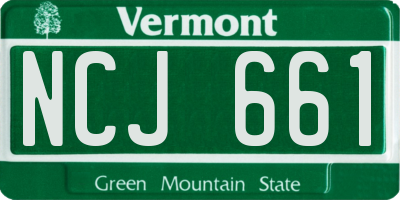 VT license plate NCJ661