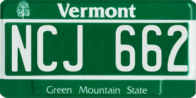 VT license plate NCJ662