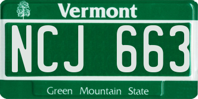 VT license plate NCJ663