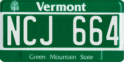 VT license plate NCJ664