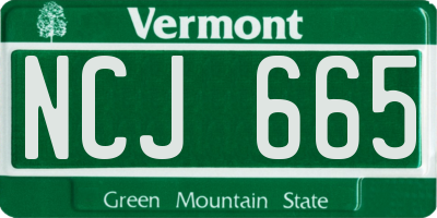 VT license plate NCJ665